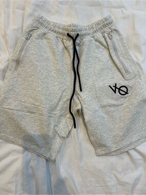 Light Gray Men’s Athletic Shorts with Black Drawstring